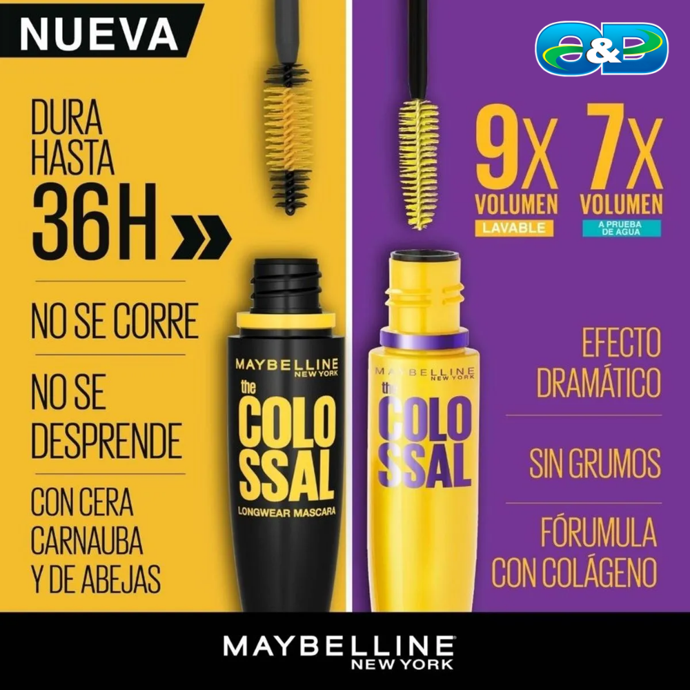 Máscara De Pestañas COLOSSAL 36H MAYBELLINE Waterproof x 8 ml