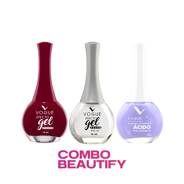 Combo 4: Esmalte Efecto Gel + Brillo Diamante Efecto Gel + Base Fortalecedora