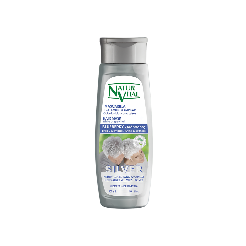 Mascarilla De Cabellos Blancos y Grises Silver NATURVITAL x 300ml