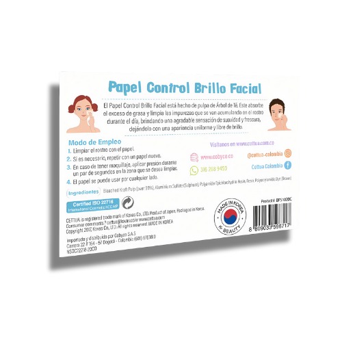 Papel Control Brillo Facial CETTUA x 50un