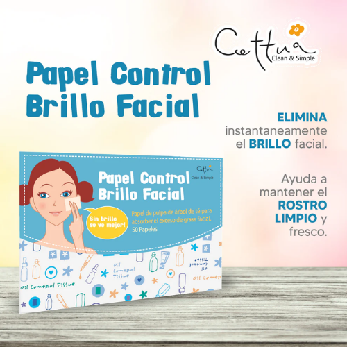 Papel Control Brillo Facial CETTUA x 50un