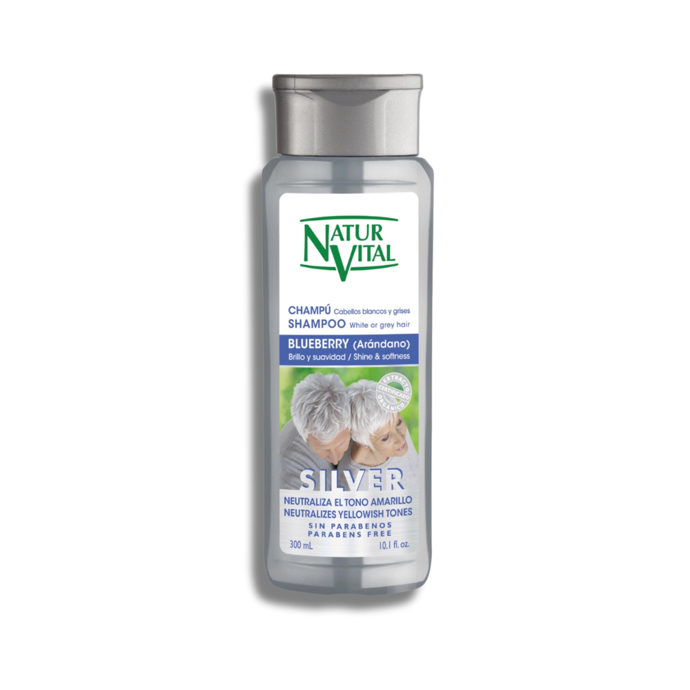 Shampoo Silver Cabellos Blancos Y Grises NATURVITAL x 300ml