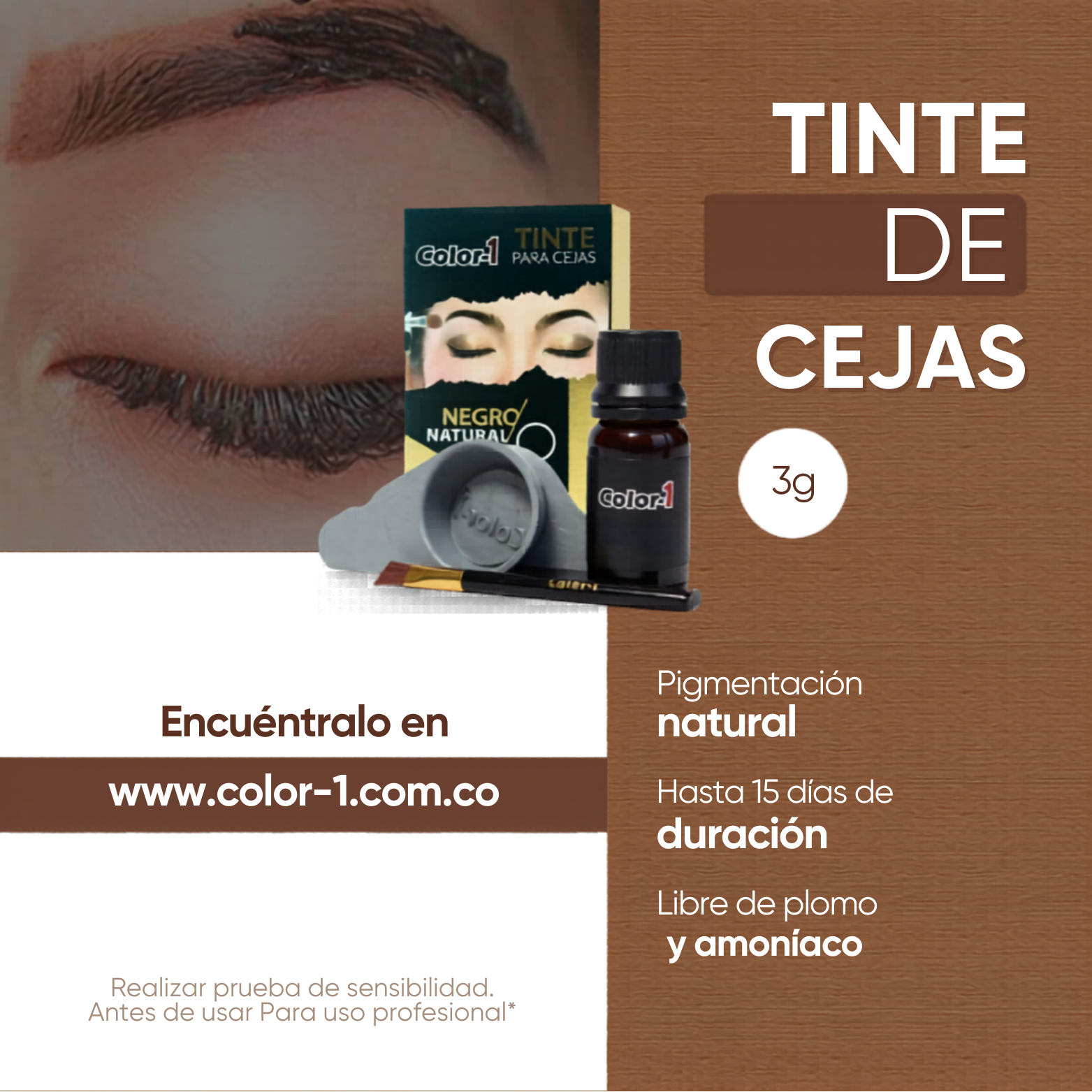 Tinte En Polvo Para Cejas COLOR-1 x 3g