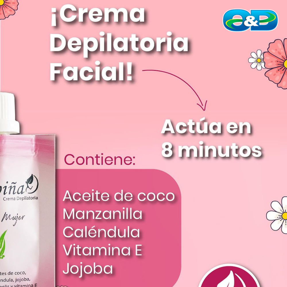 Crema Depilatoria Facial LAMPIÑA Para Mujer 6 sobres x 15g