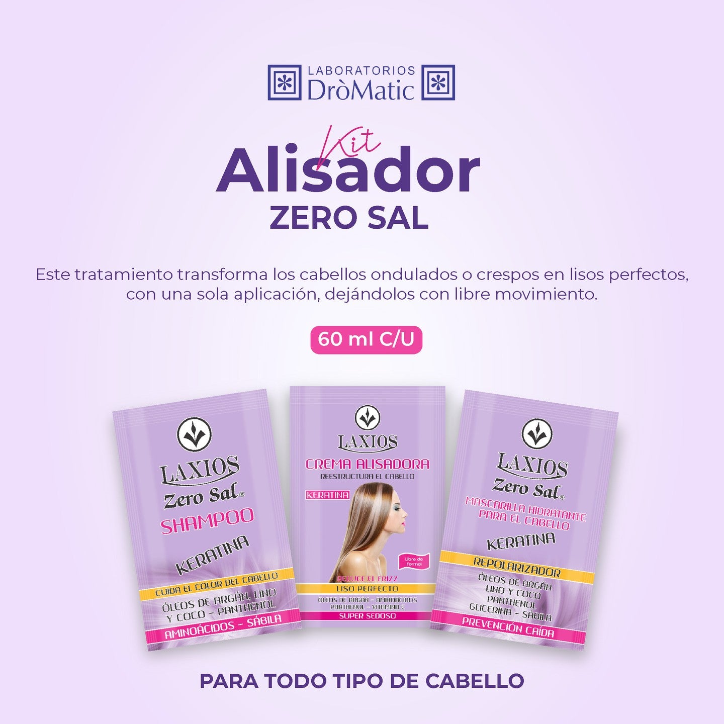 Kit Alisador Zero Sal DROMATIC 3x60ml