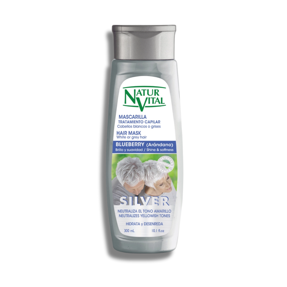 Mascarilla De Cabellos Blancos y Grises Silver NATURVITAL x 300ml
